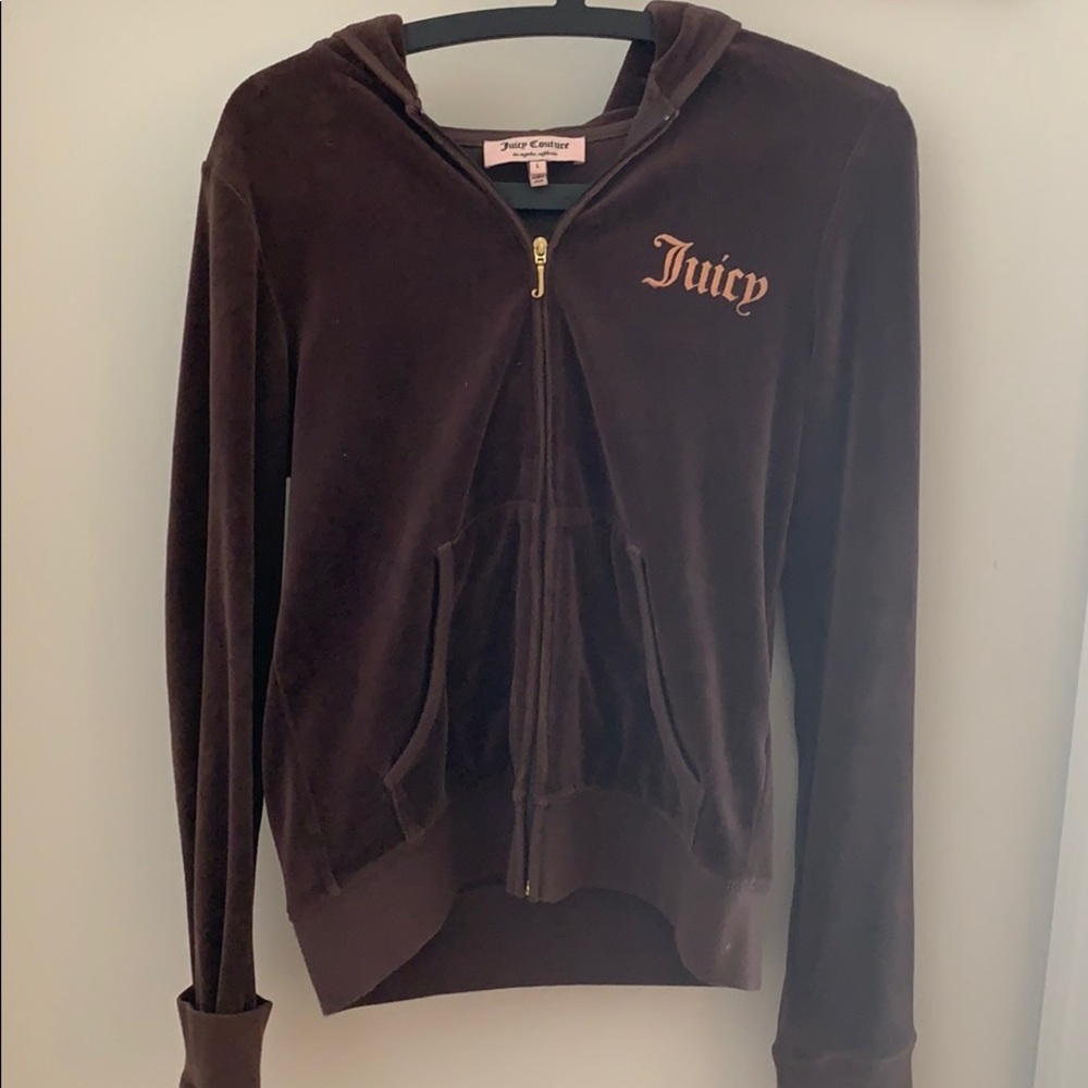 Juicy Couture Brown Velour Zip-up Hoodie